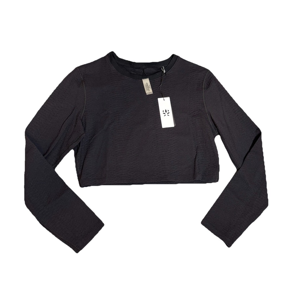 New Gigi C Isabella Snake Textured Pullover Crop Top Sweatshirt XLarge Black - Picture 8 of 8